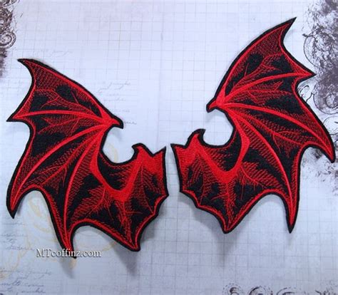 Red Demon Devil Wings Iron on Embroidery Patch Mtcoffinz | Etsy Canada