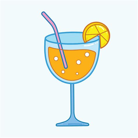 Orange juice for summer with lemon slice on the glass vector ...