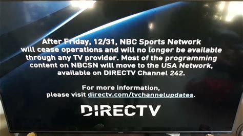 DirecTV NBC Sports Network Shutdown Message December 19,2021 - YouTube