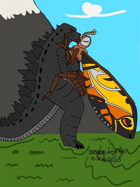 Mothzilla - Loving Embrace by DragonicFly on DeviantArt | Godzilla wallpaper, Godzilla funny ...