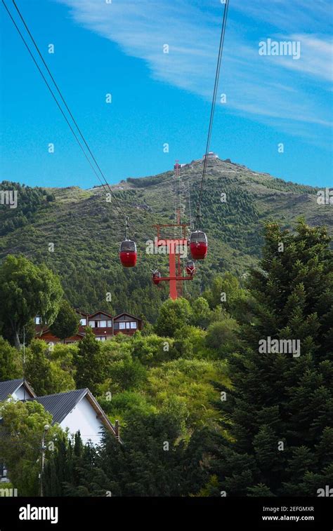 Low angle view of an overhead cable car, Cerro Otto, San Carlos De ...