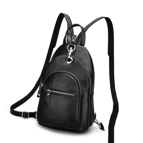 Genuine leather small anti theft backpack 2018 new multi layer chest bag casual ladies backpacks ...