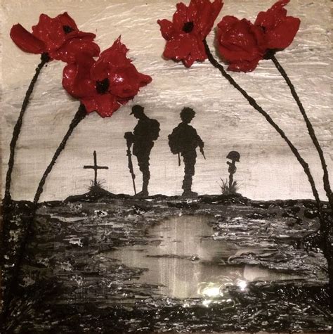 WW1 soldier and modern soldier 'Remember And Reflect' by Jacqueline Hurley Poppy remembrance art ...