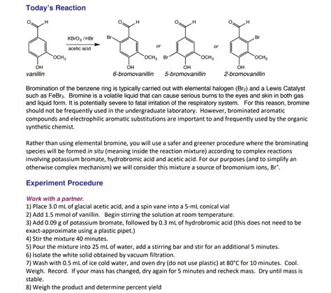 SOLVED: Today's Reaction KBrOs / HBr acetic acid OCH3 OCH3 "OCH3 OH 2 ...