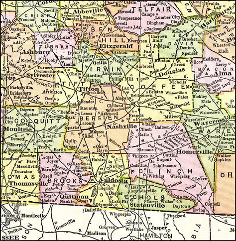 Georgia & Florida Railroad, 1916 Map, Madison, Fl - Hazlehurst - Madison Florida Map | Printable ...