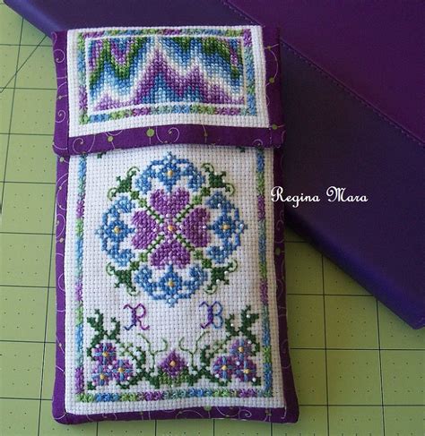 My purple glass cover | Cross stitch, Glasses case, Embroidery