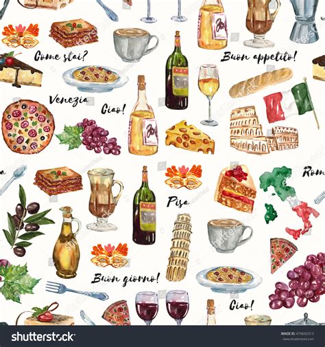 Italian Journey Cuisine Food Culture Language Stock Illustration ...