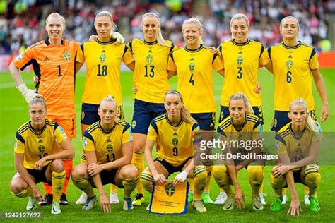 . the players of Sweden lineup for a team photo during the UEFA... News Photo - Getty Images