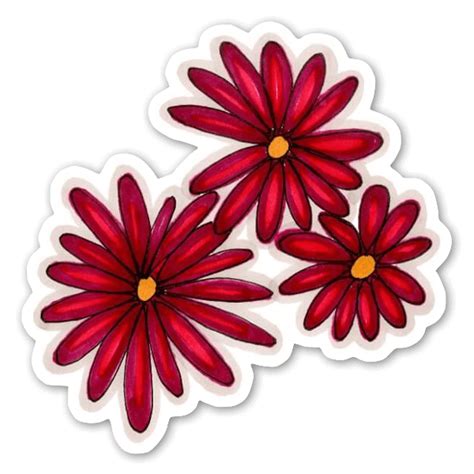 Buy Three Red Flowers Sticker - Die cut stickers - StickerApp