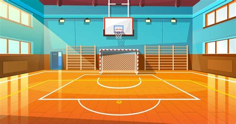 Basketball Court Cartoon Background - Baloncesto Cancha Cestas Basketbalveld Manden Straat ...
