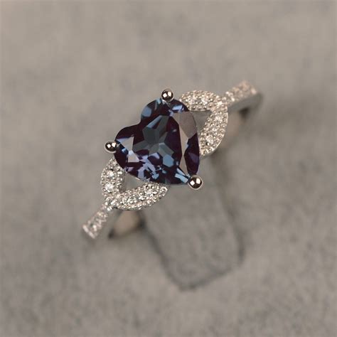 Color Changing Alexandrite Ring June Birthstone White Gold Engagement Ring for Women - Etsy ...