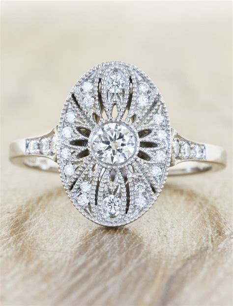 Aurelia: Oval-Shaped Ornate Diamond Engagement Ring | Ken & Dana Design