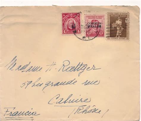 LETTRE PHILIPPINE ISLANDS Commonwealth United States America France Cover Asia EUR 50,00 ...