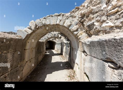 Parodos, entrance access to the theater of Miletus, Miletus an ancient ...