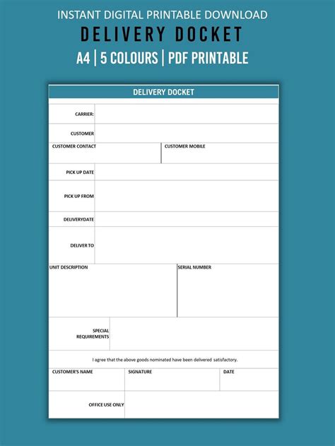 Delivery Docket Printable, to Do List Template, Editable Fillable Checklist, Letter/a4 Size - Etsy