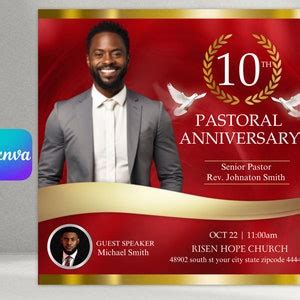 Pastoral Church Anniversary Flyer, Church Anniversary Flyer, Church Flyer 3 Colors Included - Etsy