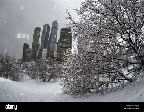 Moscow-city under snowfall, Russia Stock Photo - Alamy