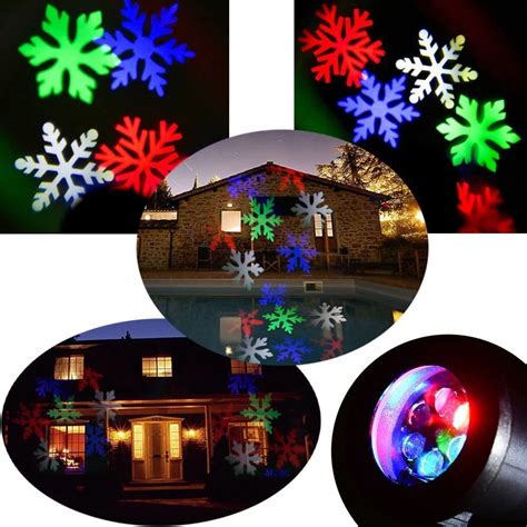 LED Christmas Projector Light Rotating Multi-color Snowflakes LED ...