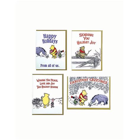 Winnie-the-Pooh Letterpress Christmas Cards - Set of 4 | Bas Bleu