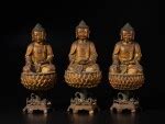 A rare set of three gilt-bronze figures of Buddha and stands, Late Ming dynasty | Dharma and ...