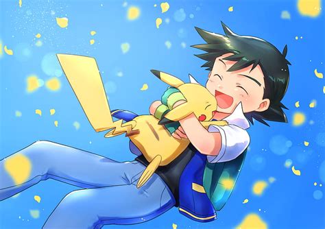 1920x1080px, 1080P free download | Pokémon, Ash Ketchum, Pikachu, Boy, Black Hair, Cute, Hug, HD ...