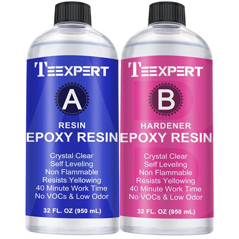 Buy Teexpert Resin Epoxy, 64oz Including 32oz Resin and 32oz Hardener Crystal Clear Safe Epoxy ...