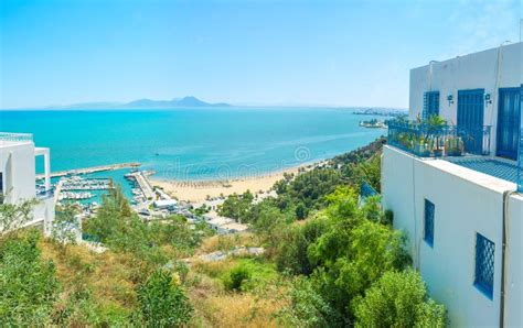 The coast of Sidi Bou Said stock photo. Image of street - 62568302