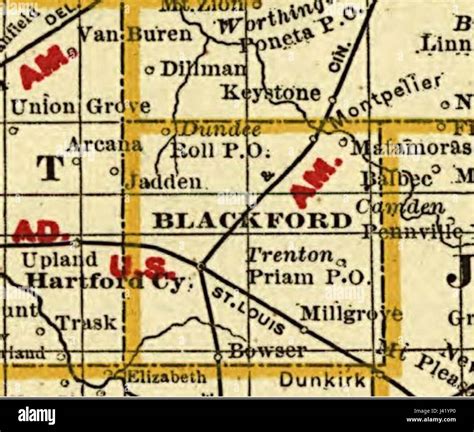 Map Blackford County 1888 Stock Photo - Alamy