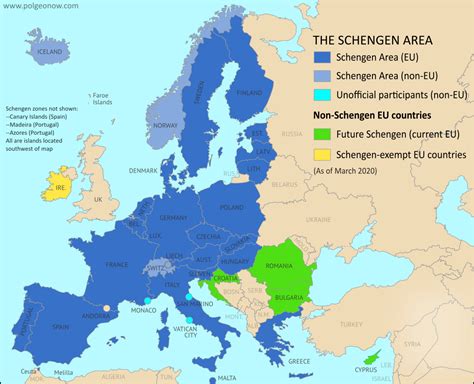 Map of the Schengen Area, Europe's Border-free Travel Zone - Political Geography Now