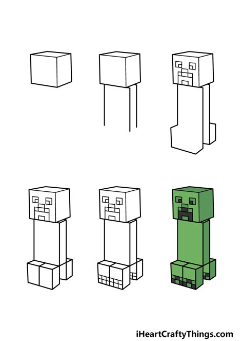 How To Draw A Creeper Step By Step - Design Talk