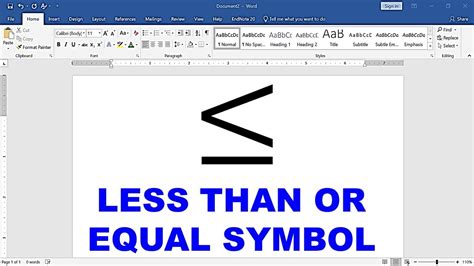 How to Insert Less Than or Equal Symbol in Word (Microsoft) - YouTube