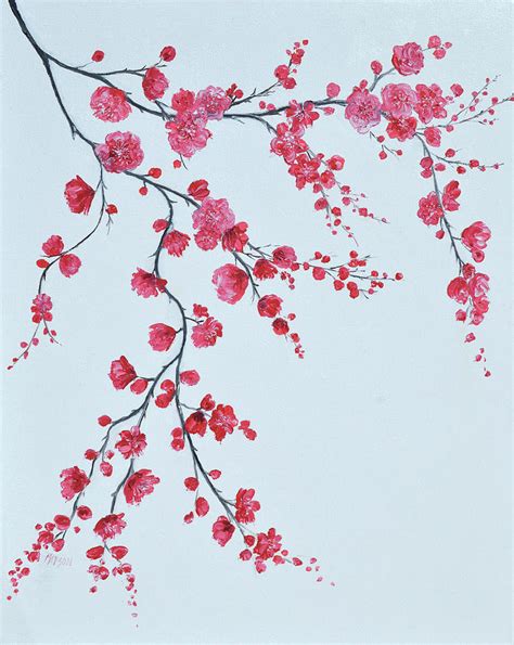 Red Cherry Blossom Painting