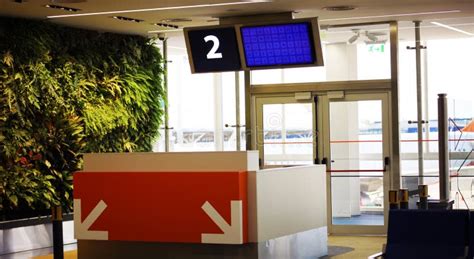 Modern Airport Departure Gate Waiting Area with Gate Number Stock Photo ...