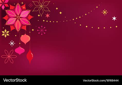 Red christmas card background with flowers Vector Image