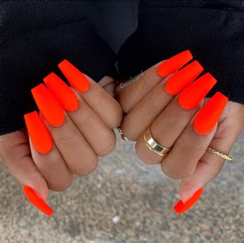 @chaunlegend did my nails! Matte neon🍊💅🏾😬#megznails | Fluorescent nails ...