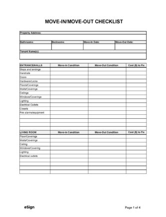 Free Move-in/Move-out Checklist Form | PDF | Word