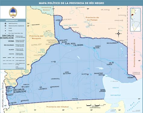 Political map of the Province of Río Negro, Argentina | Gifex