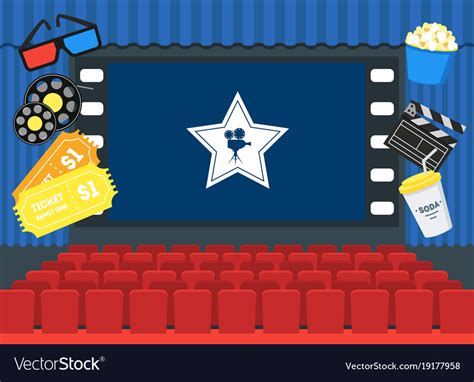 Cartoon cinema concept interior card poster Vector Image