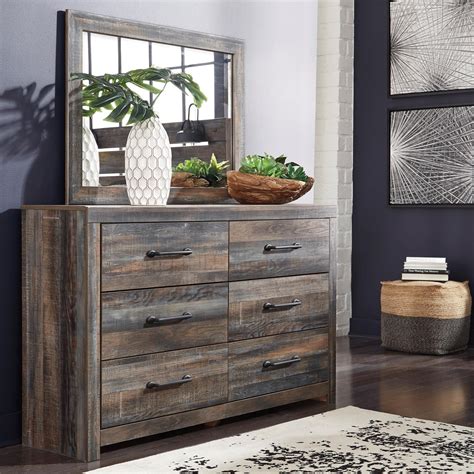 Signature Design by Ashley Drystan Rustic 6-Drawer Dresser and Mirror ...