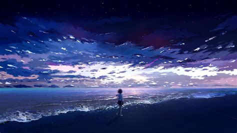 Download wallpaper 2560x1440 girl, sea, beach, anime, art widescreen 16 ...