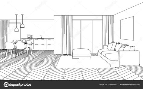 Modern House Interior Design Project Sketch D Rendering Stock Photo | My XXX Hot Girl