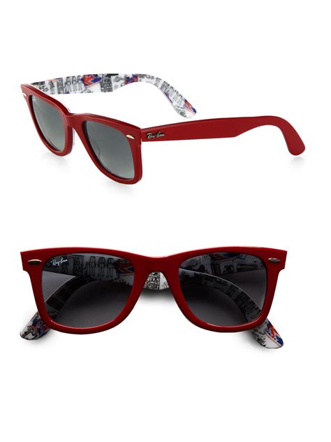 Ray-Ban London Wayfarer 50mm Sunglasses in Red - Lyst