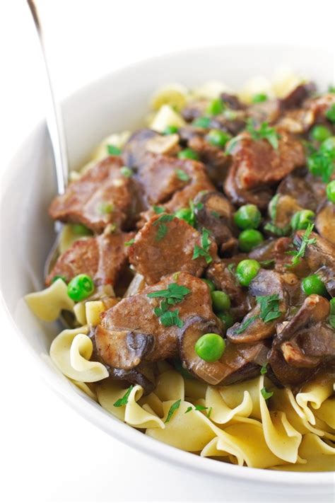 Beef Stew with Mushrooms Over Egg Noodles Recipe | Little Spice Jar