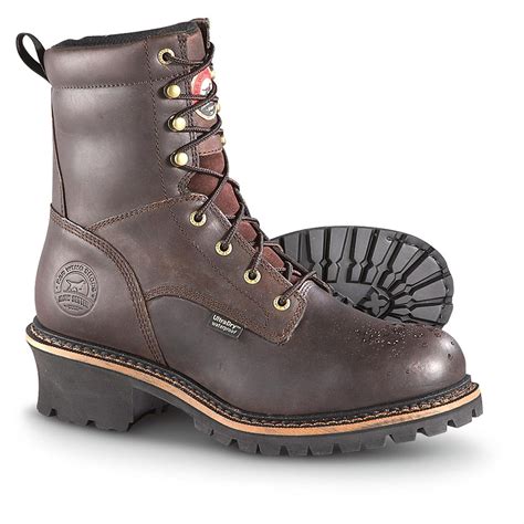 Men's Irish Setter® 8" Waterproof Steel Toe Logger Boots, Dark Brown Pueblo - 236269, Work Boots ...