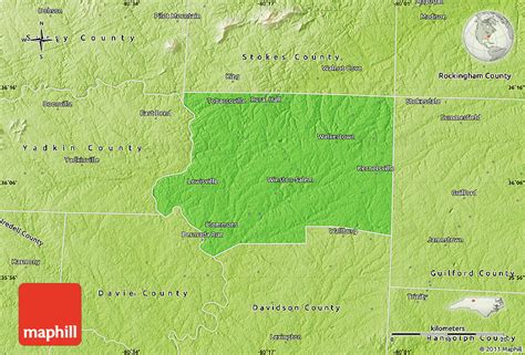 Political Map of Forsyth County, physical outside