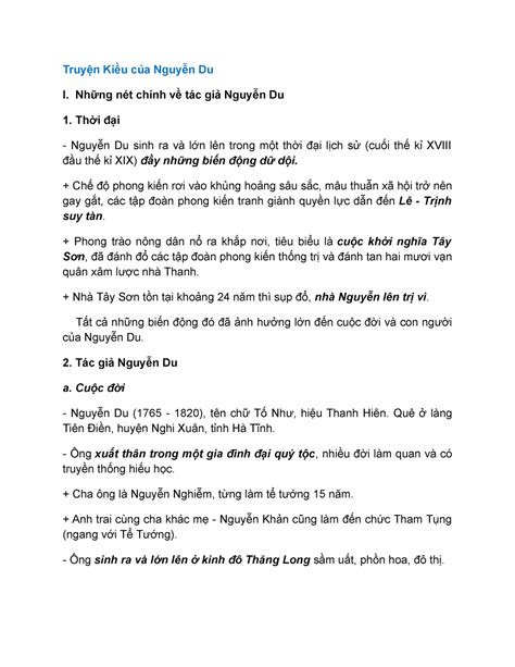 Truyện Kiều của Nguyễn Du - Những nét chính về tác giả Nguyễn Du Thời ...