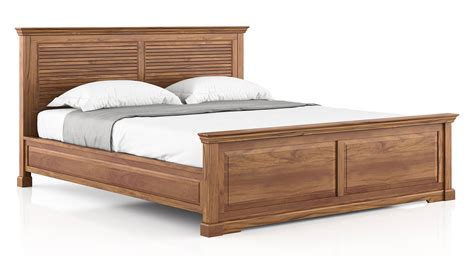 Tuscany Solid Wood King Size Bed in Natural Teak Finish - Urban Ladder