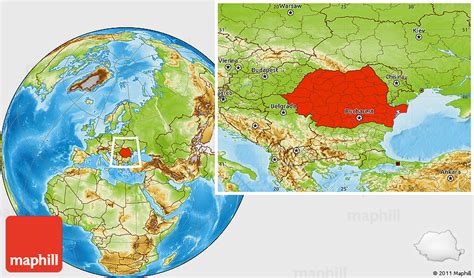 Physical Location Map of Romania