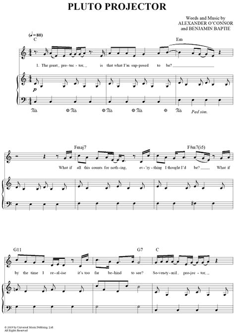 Pluto Projector" Sheet Music by Rex Orange County for Piano/Vocal ...