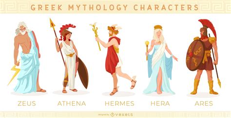 Greek Mythology Characters Set Vector Download